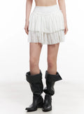 Lace Ruffle Mini Skirt CU510