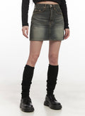 Washed Denim Mini Skirt CJ517