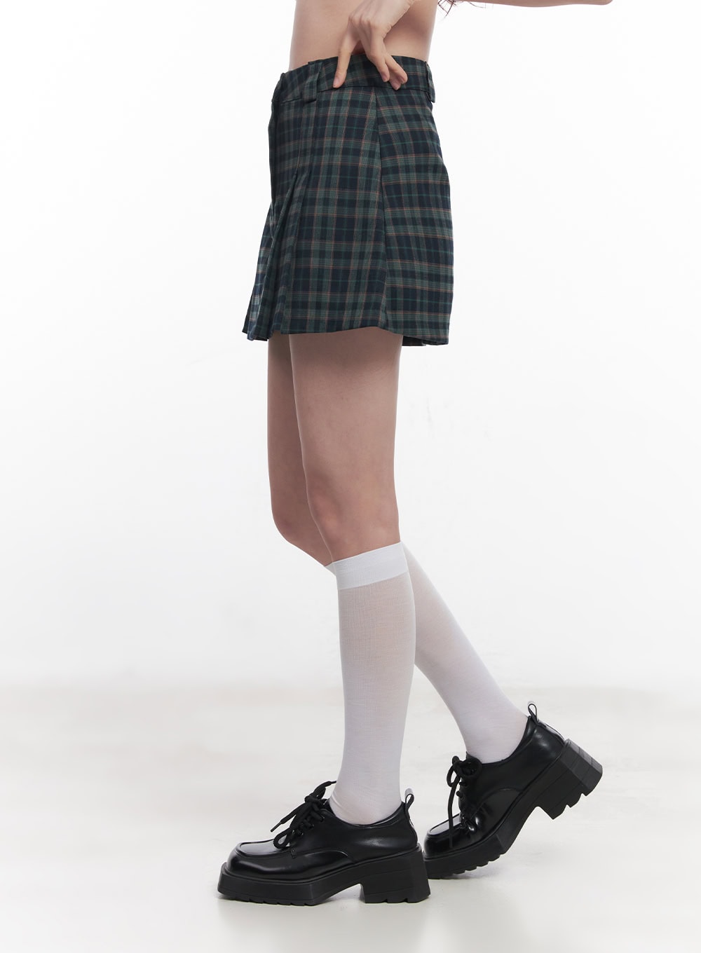 Pleated Checkered Mini Skirt CY515