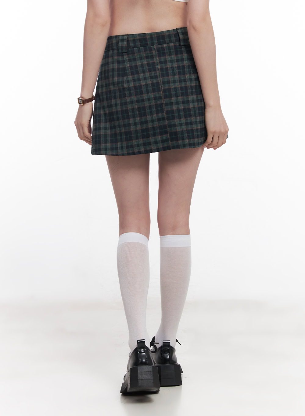 Pleated Checkered Mini Skirt CY515