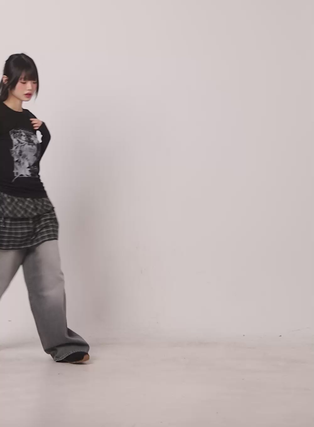 Checkered Ruffle Layering Mini Skirt CF519