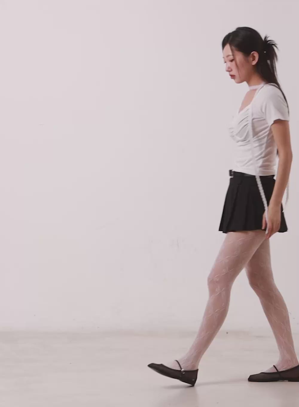 Belt Pleated Mini Skirt IA524